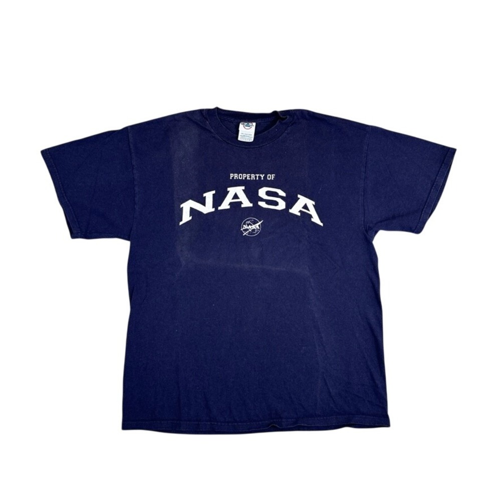 Delta Pro Weight NASA T-Shirt Mens Large Navy Blue Property of NASA Graphic Tee